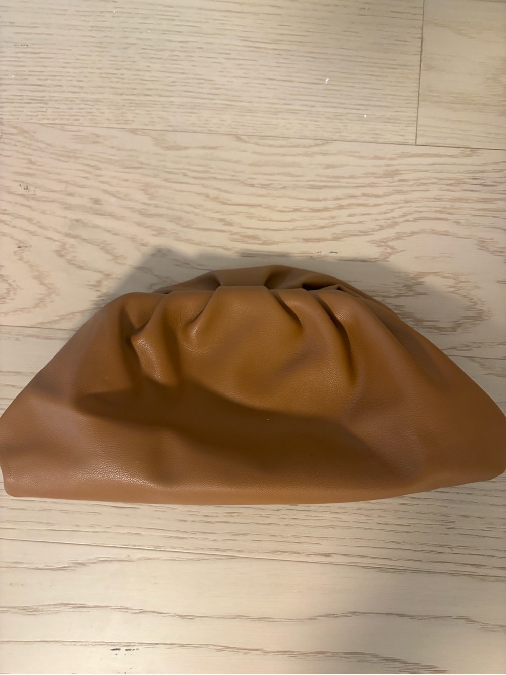 Women’s Soft Gathered Clutch pouch Bag in Tan
